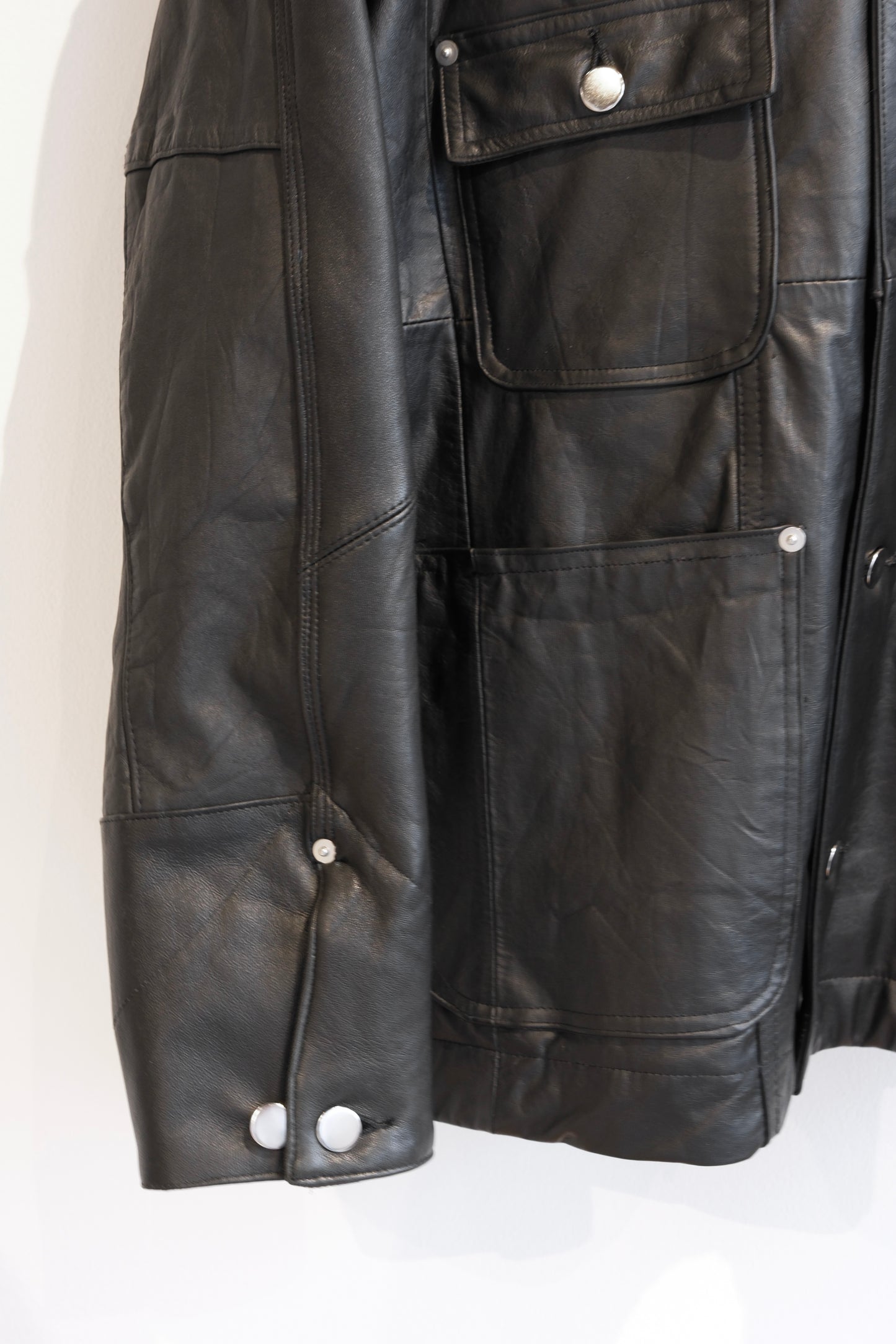 OLDPARK : LEATHER CHORE COAT (BLACK、Mサイズ)