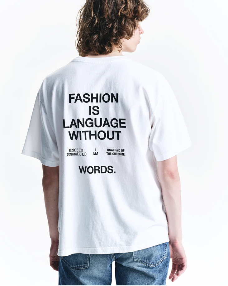 MINEDENIM : FASHION IS LANGUAGE Crewneck Pocket Tee / WHITE