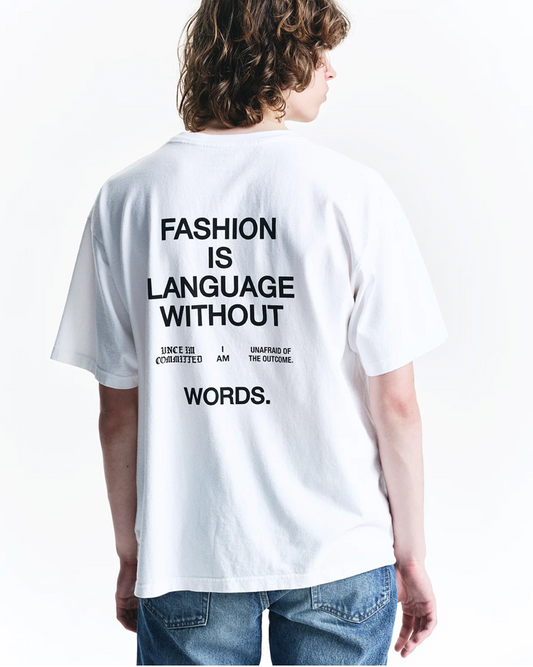 MINEDENIM : FASHION IS LANGUAGE Crewneck Pocket Tee / WHITE
