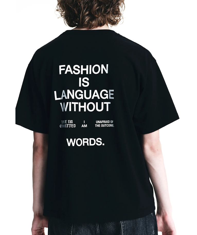 MINEDENIM : FASHION IS LANGUAGE Crewneck Pocket Tee / BLACK