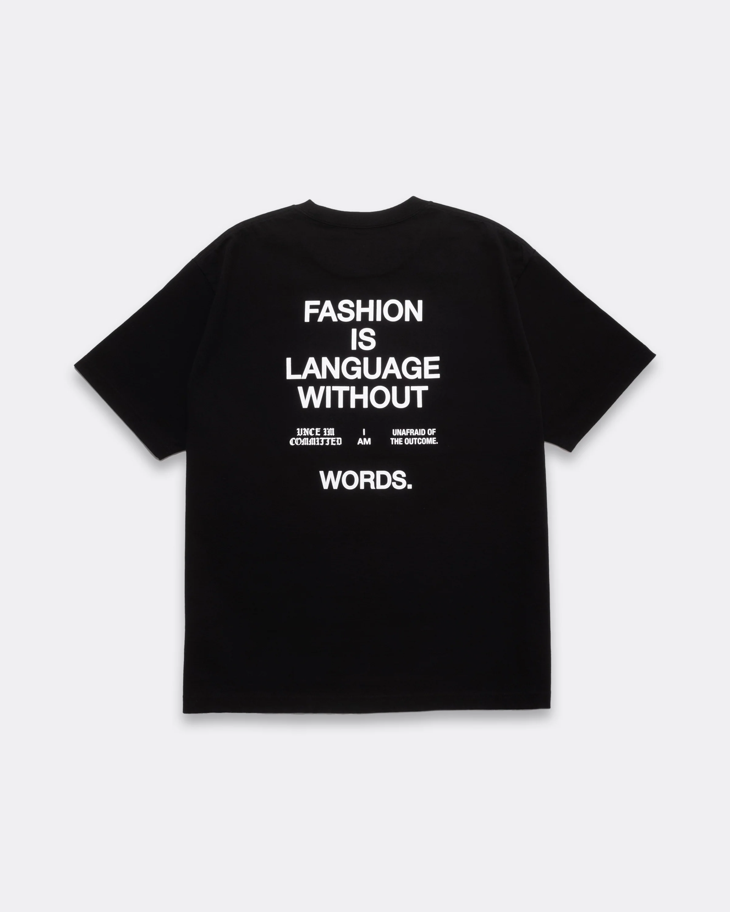 MINEDENIM : FASHION IS LANGUAGE Crewneck Pocket Tee / BLACK