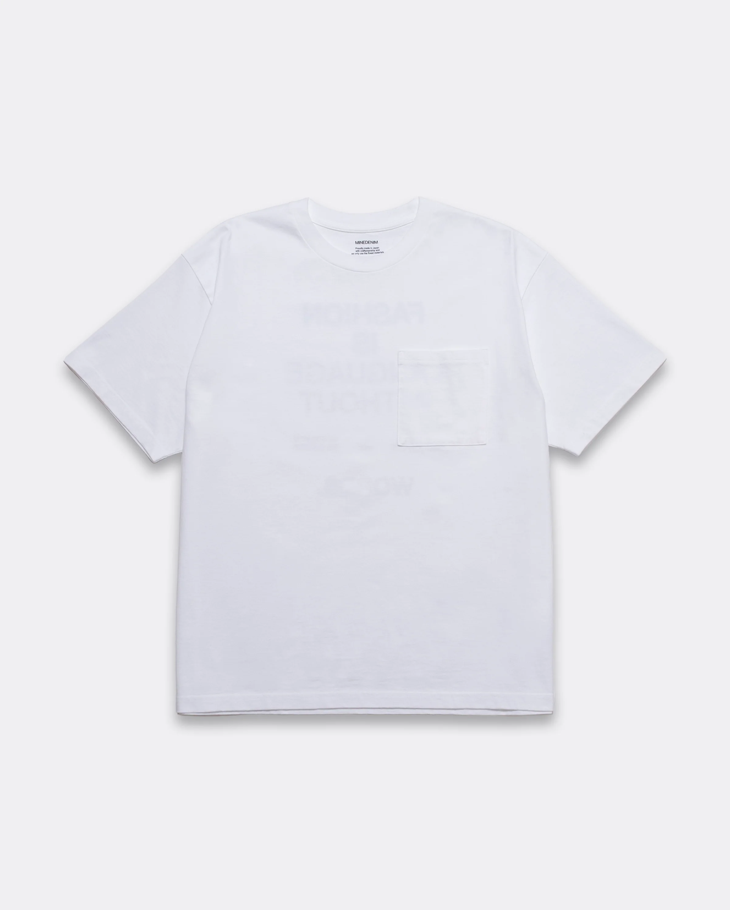 MINEDENIM : FASHION IS LANGUAGE Crewneck Pocket Tee / WHITE