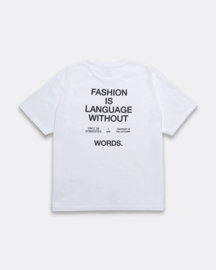 MINEDENIM : FASHION IS LANGUAGE Crewneck Pocket Tee / WHITE