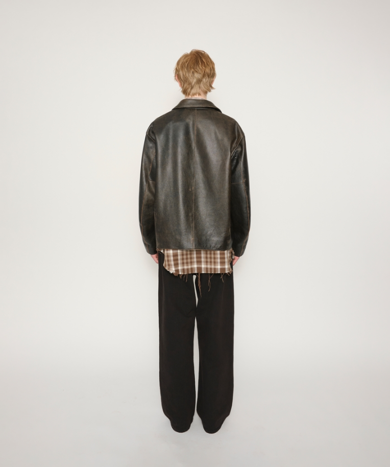 JOHN MASON SMITH / JANE SMITH : COW LEATHER VINTAGE FINISHED ZIP BLOUSON