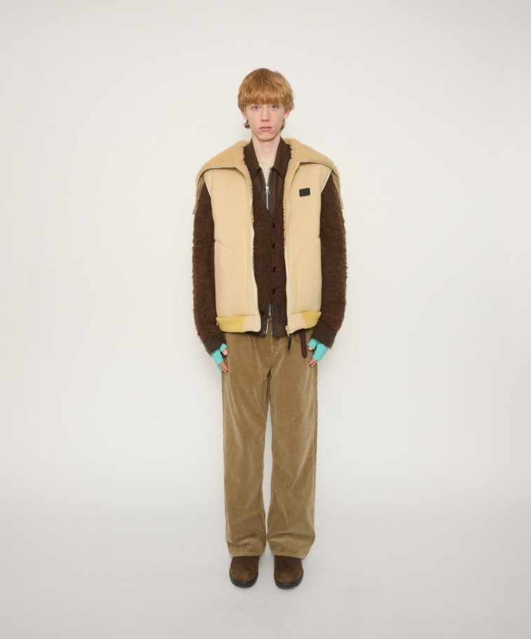 JOHN MASON SMITH / JANE SMITH : POLYESTER BOA FLEECE REVERSIBLE ZIP UP HOODED VEST