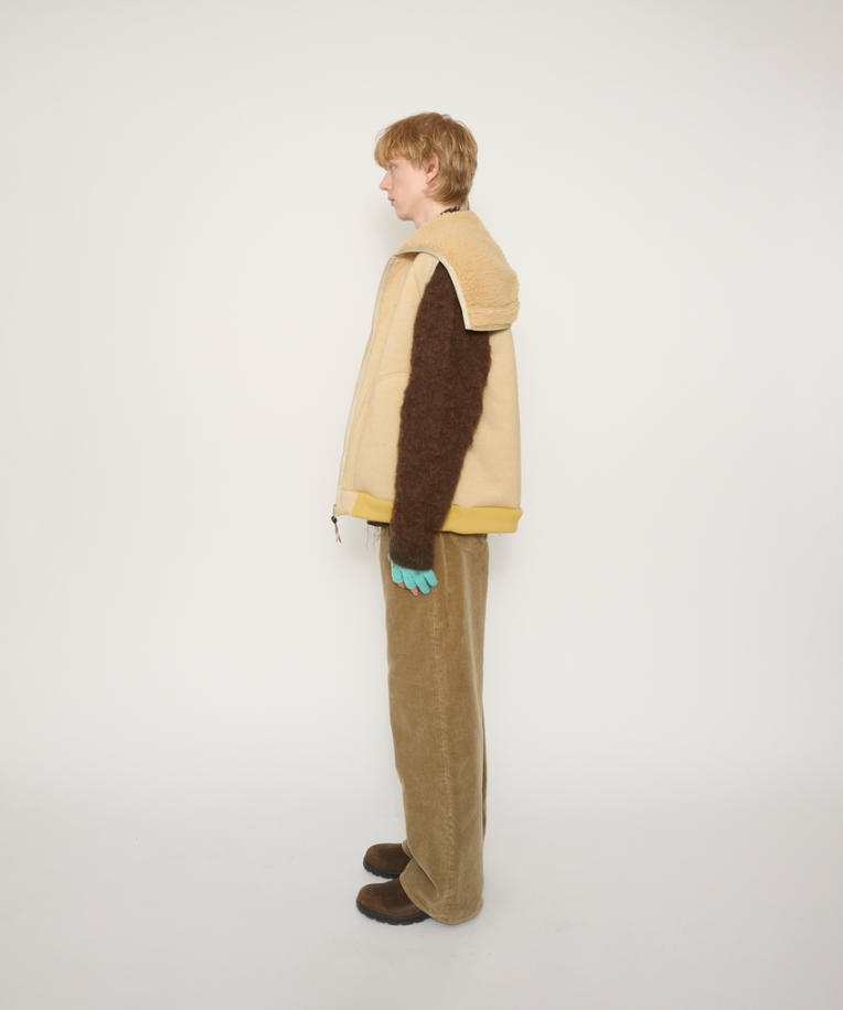 JOHN MASON SMITH / JANE SMITH : POLYESTER BOA FLEECE REVERSIBLE ZIP UP HOODED VEST
