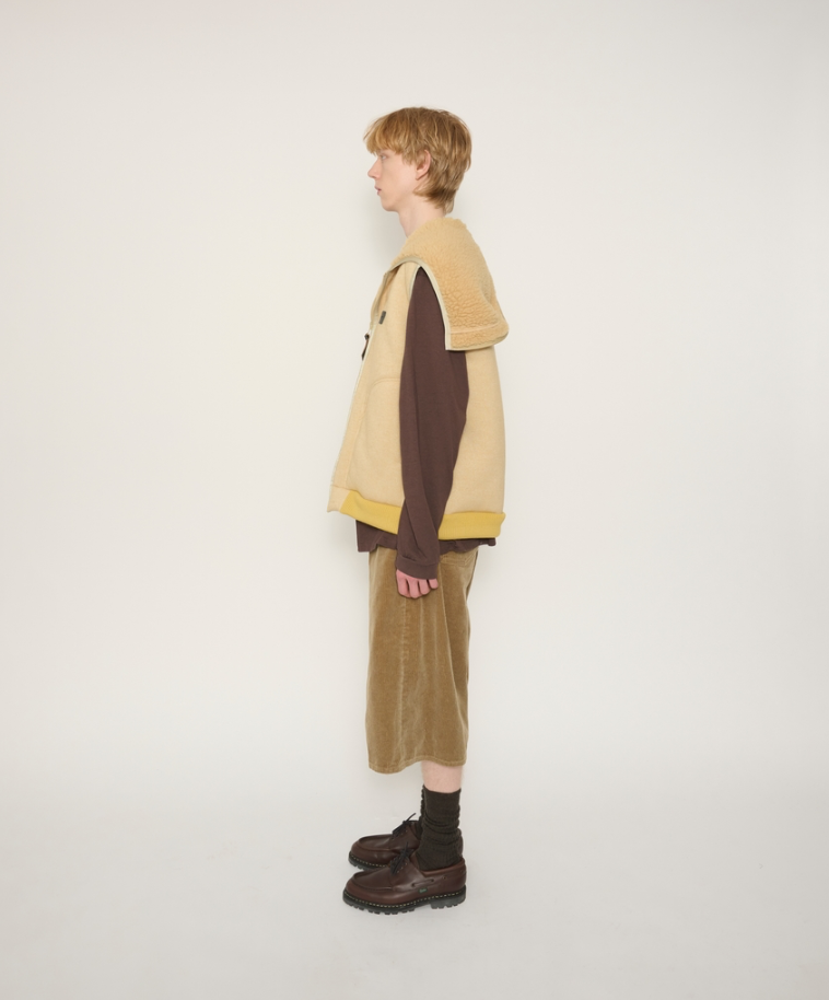 JOHN MASON SMITH / JANE SMITH : POLYESTER BOA FLEECE REVERSIBLE ZIP UP HOODED VEST