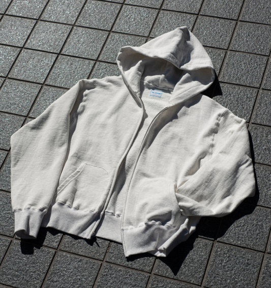 The Letters : SWEATSHIRT ZIP UP HOODIE -LOOPWHEEL FLEECE COTTON- / IVORY