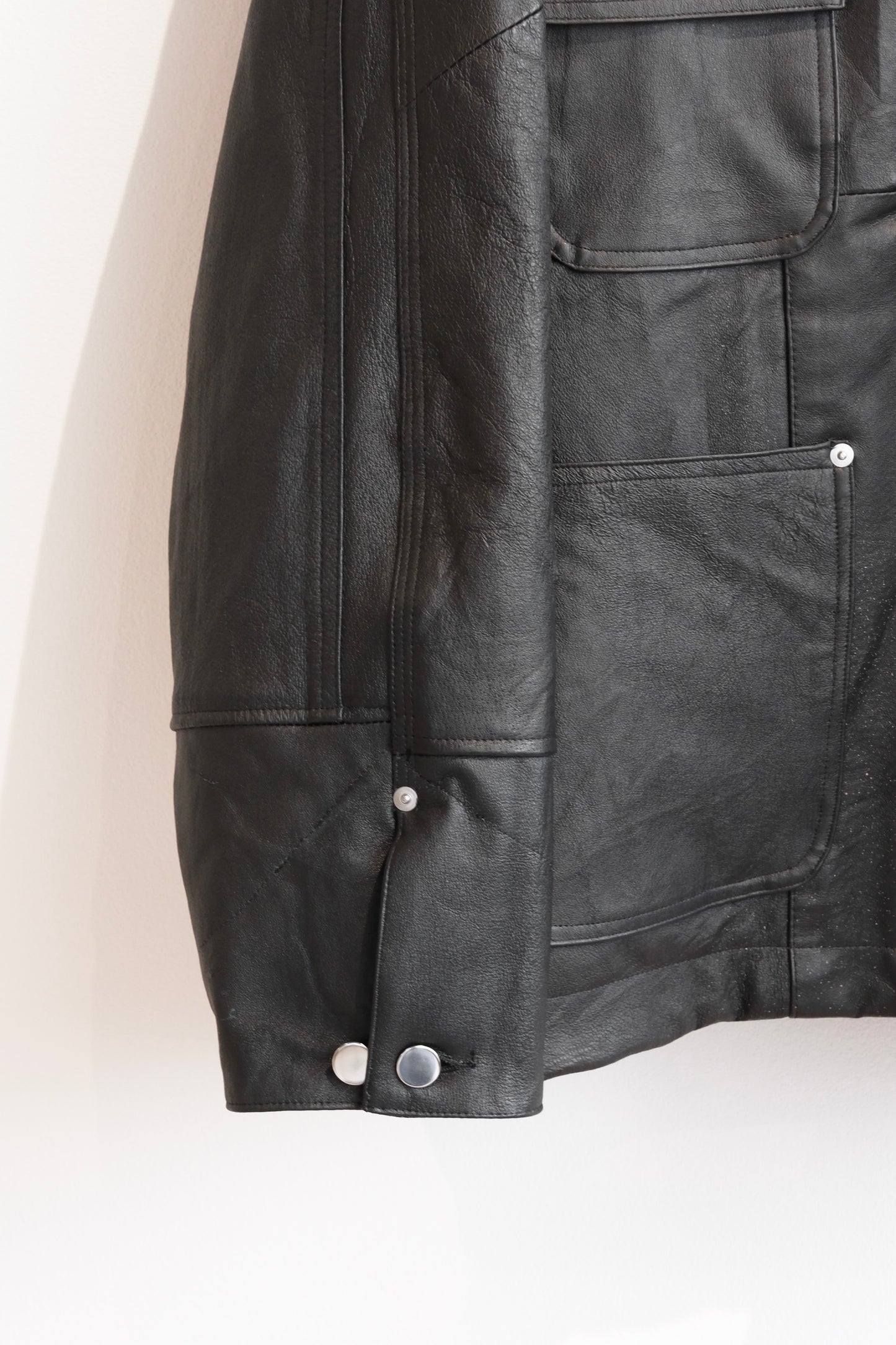 OLDPARK : LEATHER CHORE COAT (BLACK、XLサイズ)