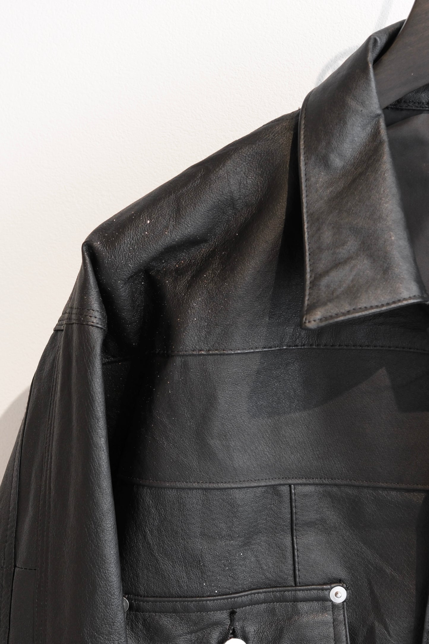 OLDPARK : LEATHER CHORE COAT (BLACK、XLサイズ)