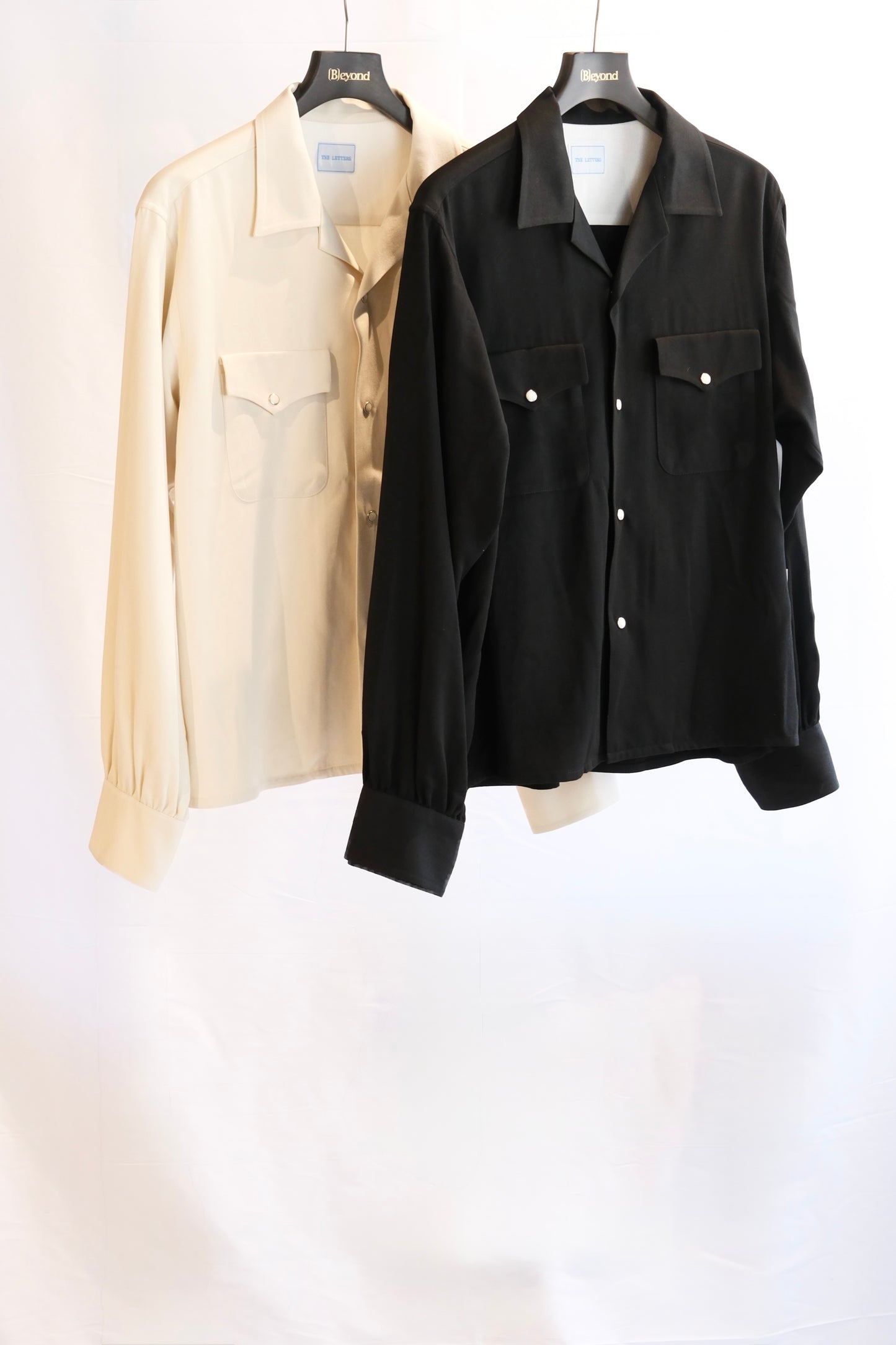 The Letters:OPEN COLLAR SHIRT -RAYON GABARDINE-