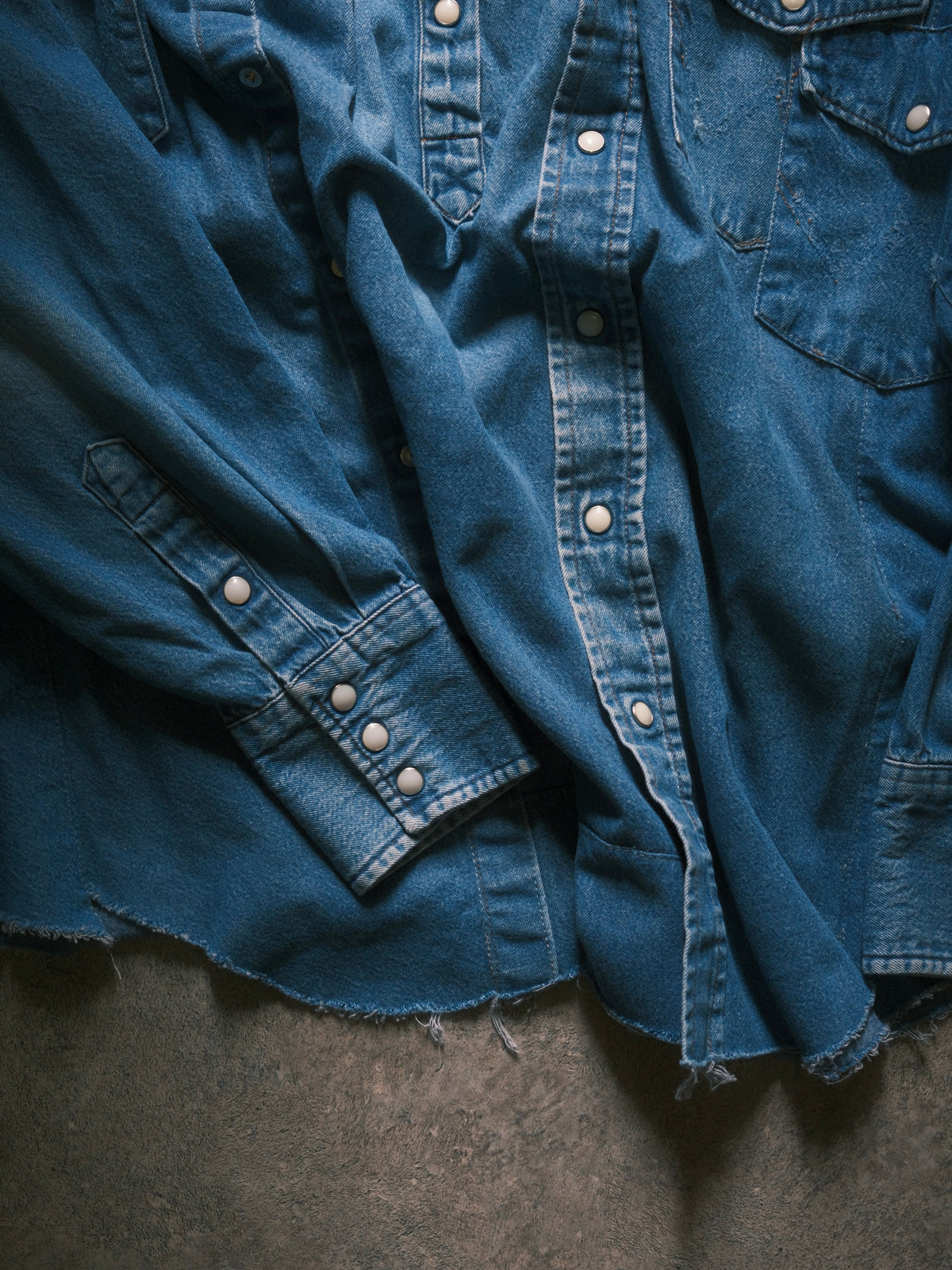 OLDPARK : SLEEVE FRONT SHIRT (DENIM / Fサイズ-2)