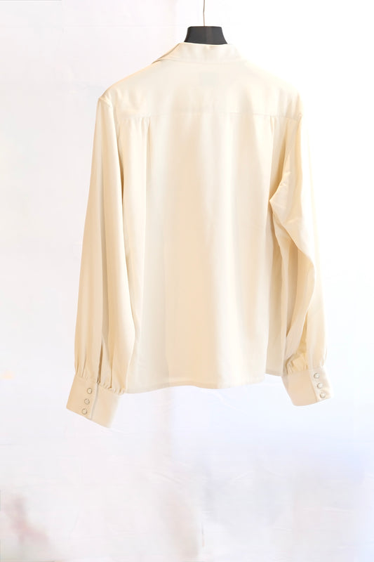 The Letters : OPEN COLLAR SHIRT -RAYON GABARDINE- / ECRU