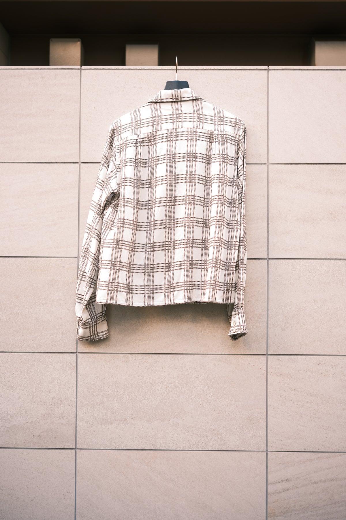 The Letters : OPEN COLLAR SHIRT -SASHIKO CHECK RAYON- / IVORY