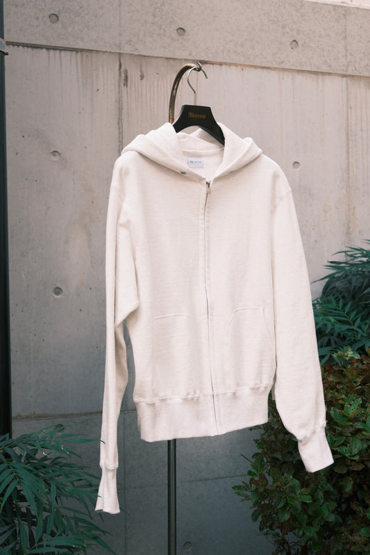 The Letters : SWEATSHIRT ZIP UP HOODIE -LOOPWHEEL FLEECE COTTON- / IVORY