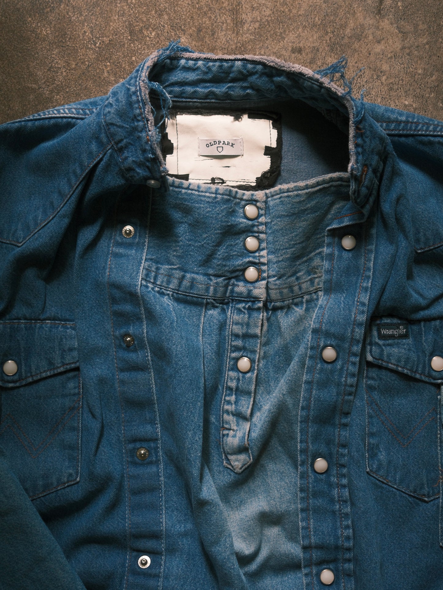 OLDPARK : SLEEVE FRONT SHIRT (DENIM / Fサイズ-1)