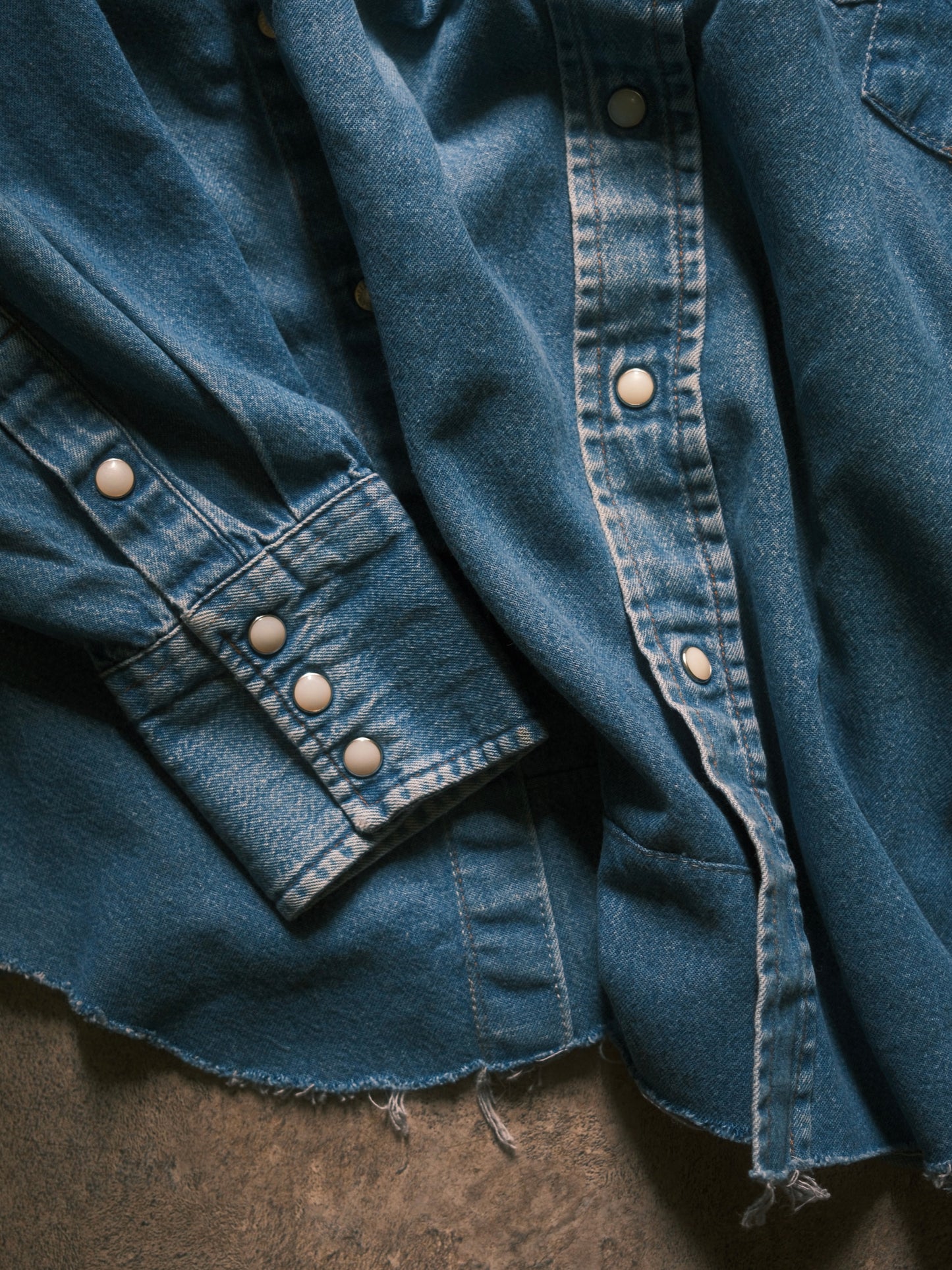 OLDPARK : SLEEVE FRONT SHIRT (DENIM / Fサイズ-2)