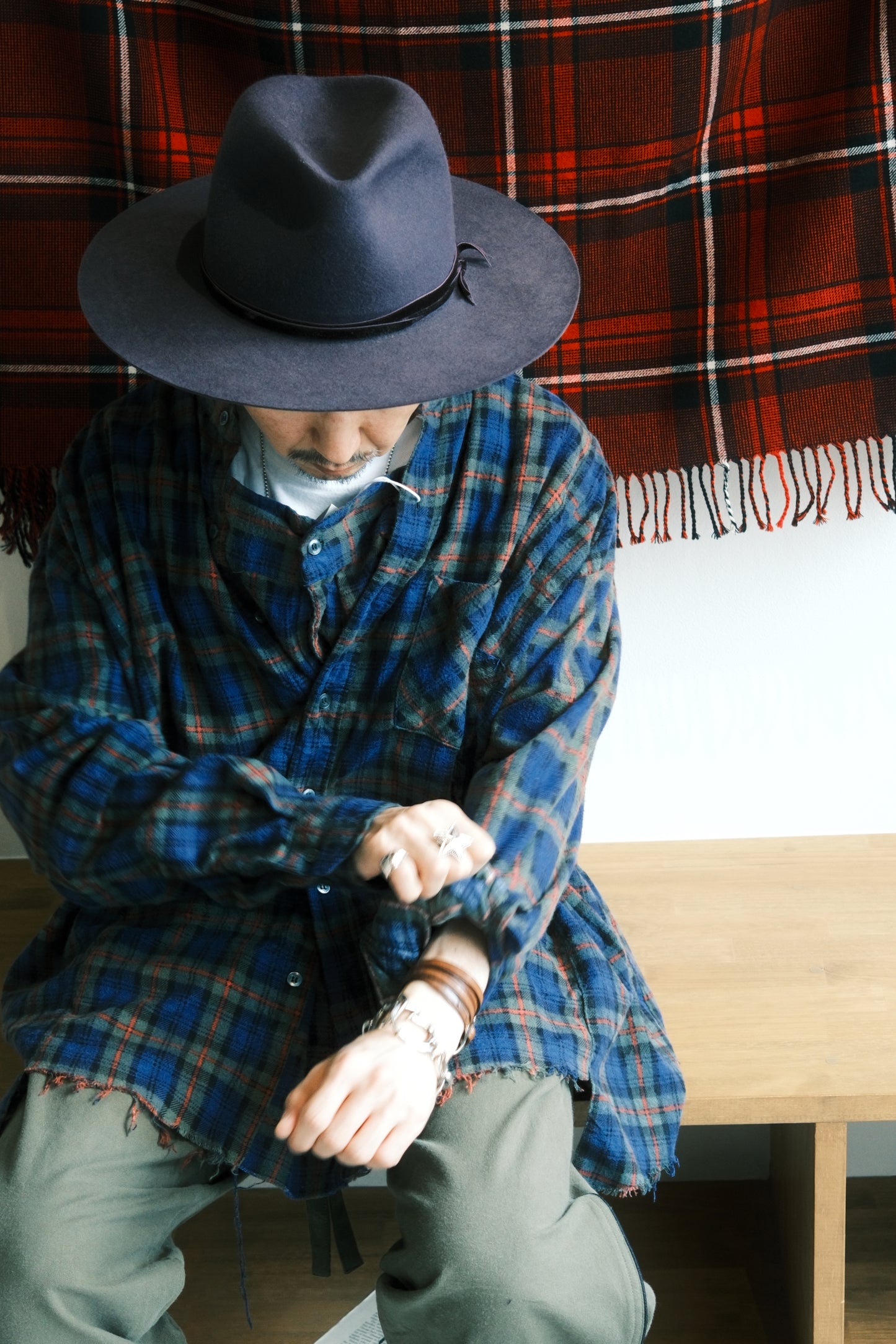 OLDPARK : SLEEVE FRONT SHIRT -2 (FLANNEL、Fサイズ)