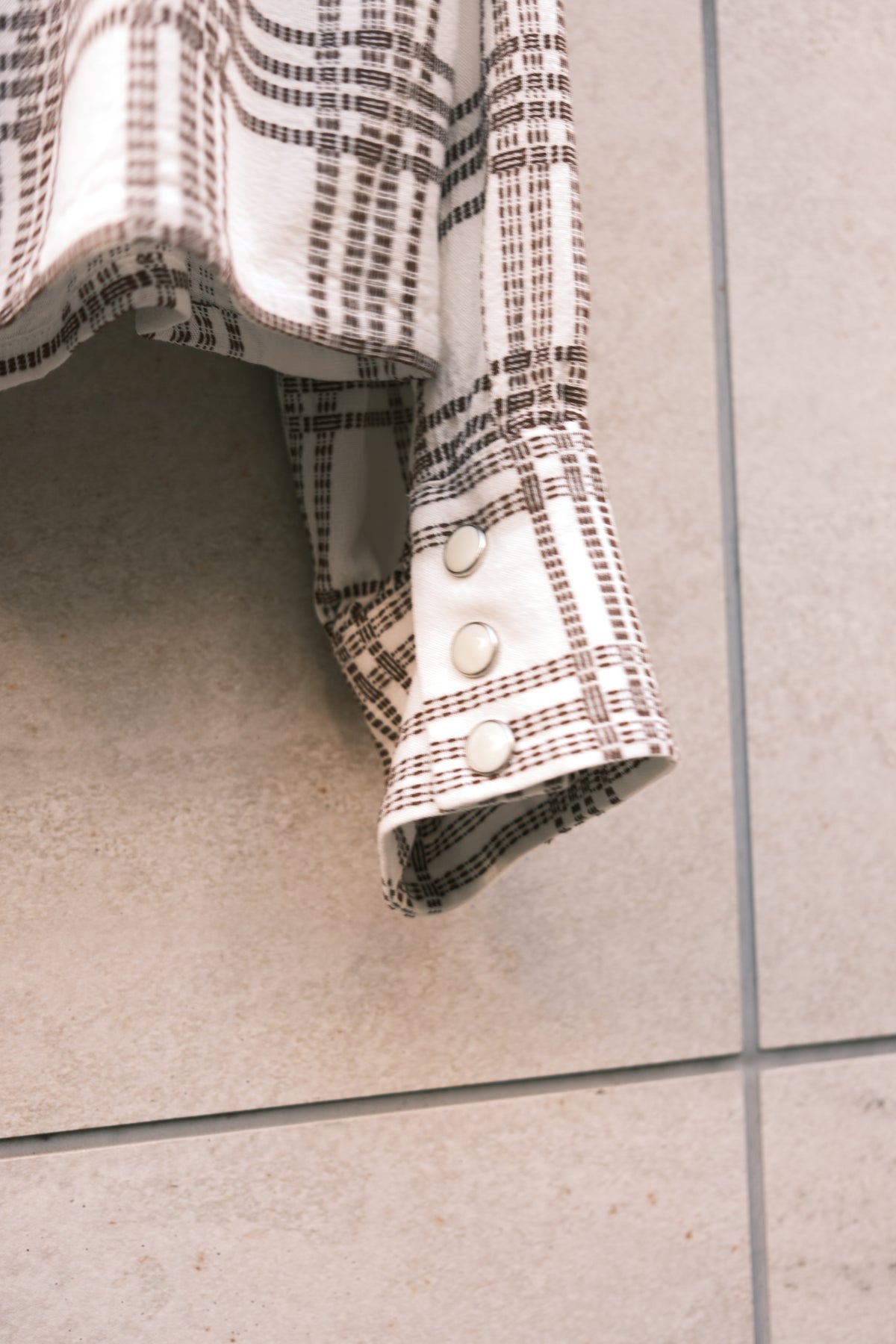 The Letters : OPEN COLLAR SHIRT -SASHIKO CHECK RAYON- / IVORY