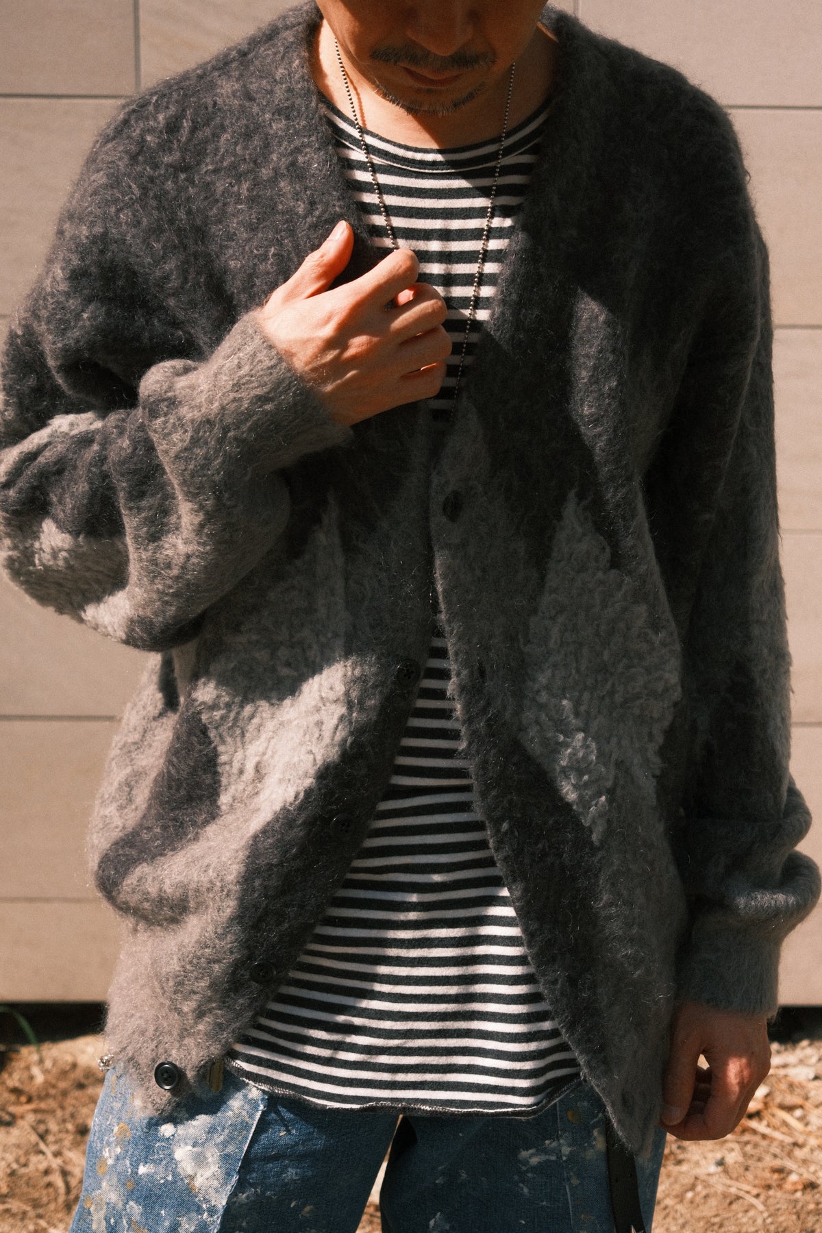 MINEDENIM : Mohair Argyle Knit Cardigan / GRT