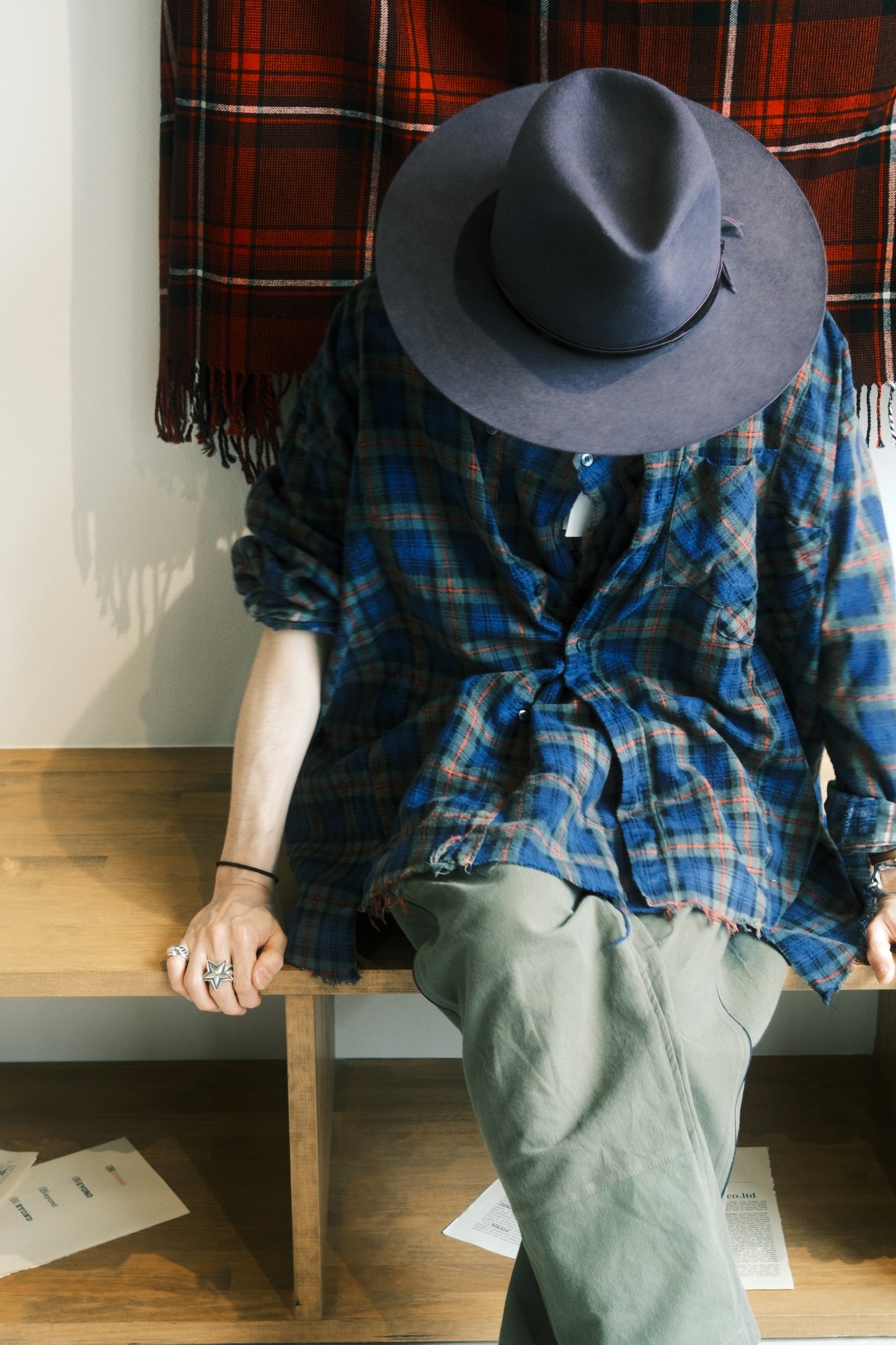 OLDPARK : SLEEVE FRONT SHIRT -2 (FLANNEL、Fサイズ)