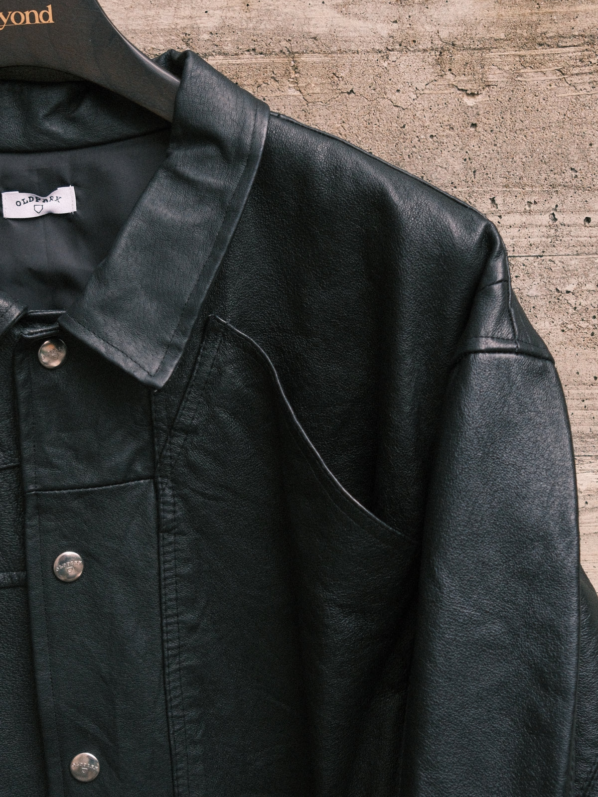 OLDPARK : COACH JACKET -LEATHER-  (BLACK、XLサイズ)