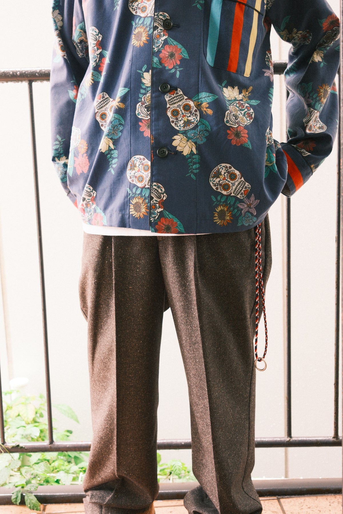 OLDPARK : PAJAMA SHIRT -SHEET- "Mexican skull"/ Mサイズ