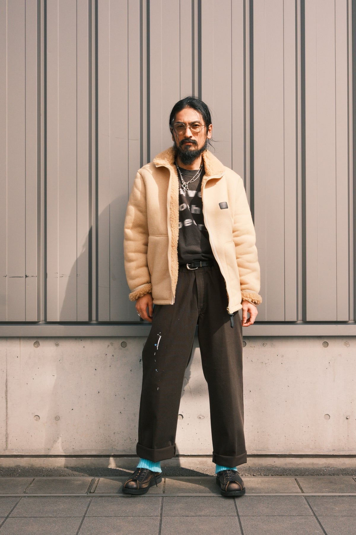 JOHN MASON SMITH / JANE SMITH : POLYESTER BOA FLEECE REVERSIBLE ZIP UP JACKET