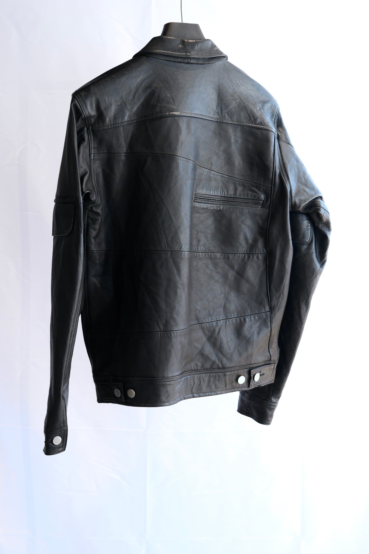 OLDPARK : ZIP UP WORK JACKET -LEATHER- (BLACK、Mサイズ)