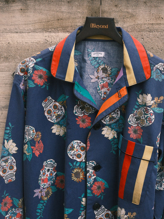 OLDPARK : PAJAMA SHIRT -SHEET- "Mexican skull"/ Mサイズ