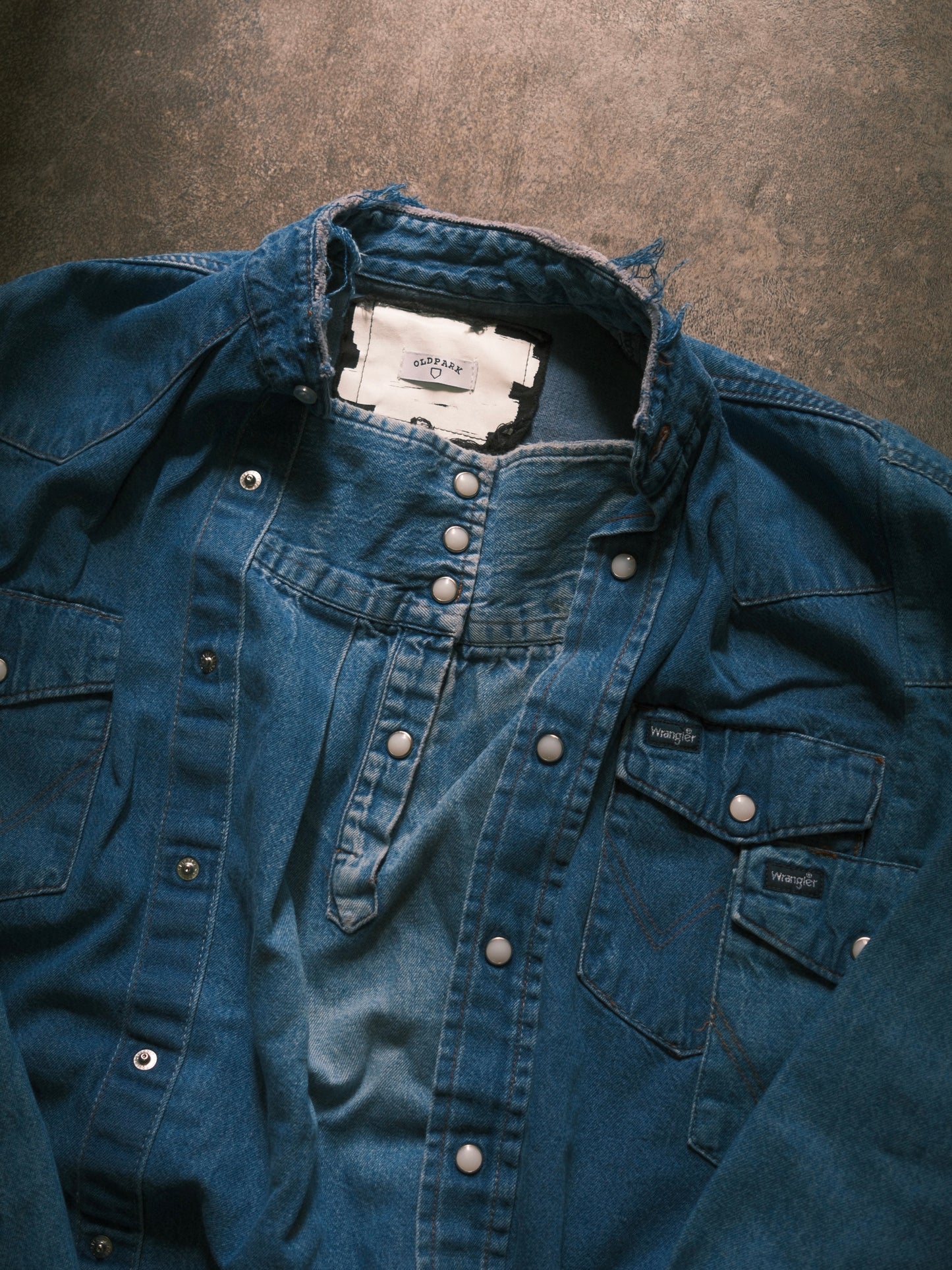 OLDPARK : SLEEVE FRONT SHIRT (DENIM / Fサイズ-1)