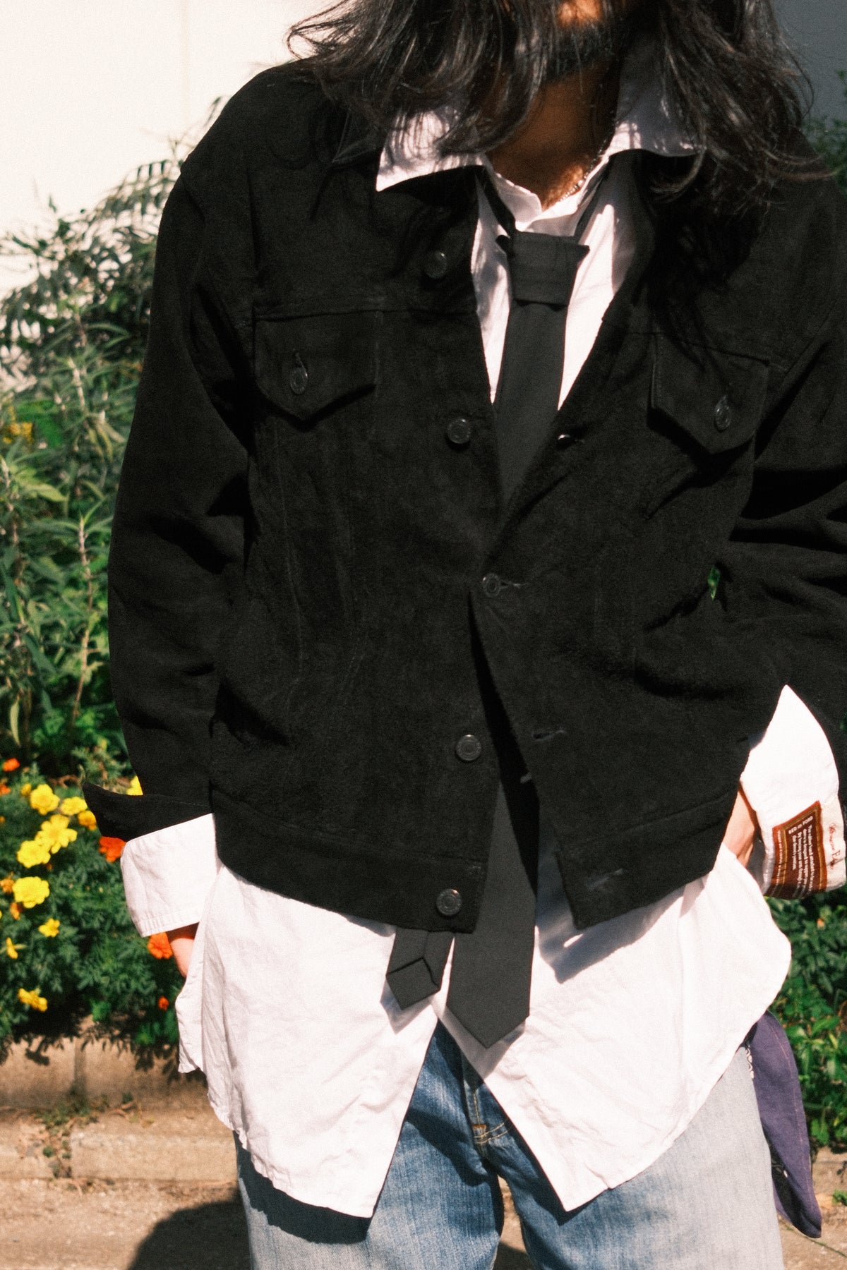 MINEDENIM : Washed Leather Trucker Jacket