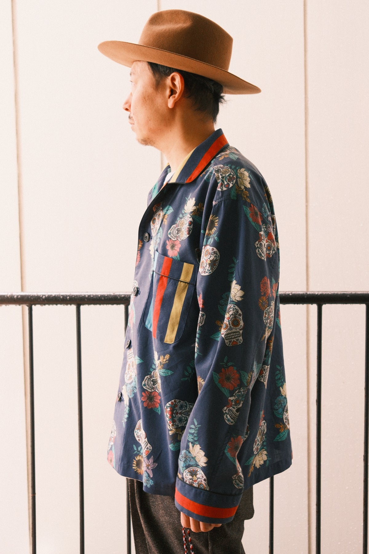 OLDPARK : PAJAMA SHIRT -SHEET- "Mexican skull"/ Mサイズ