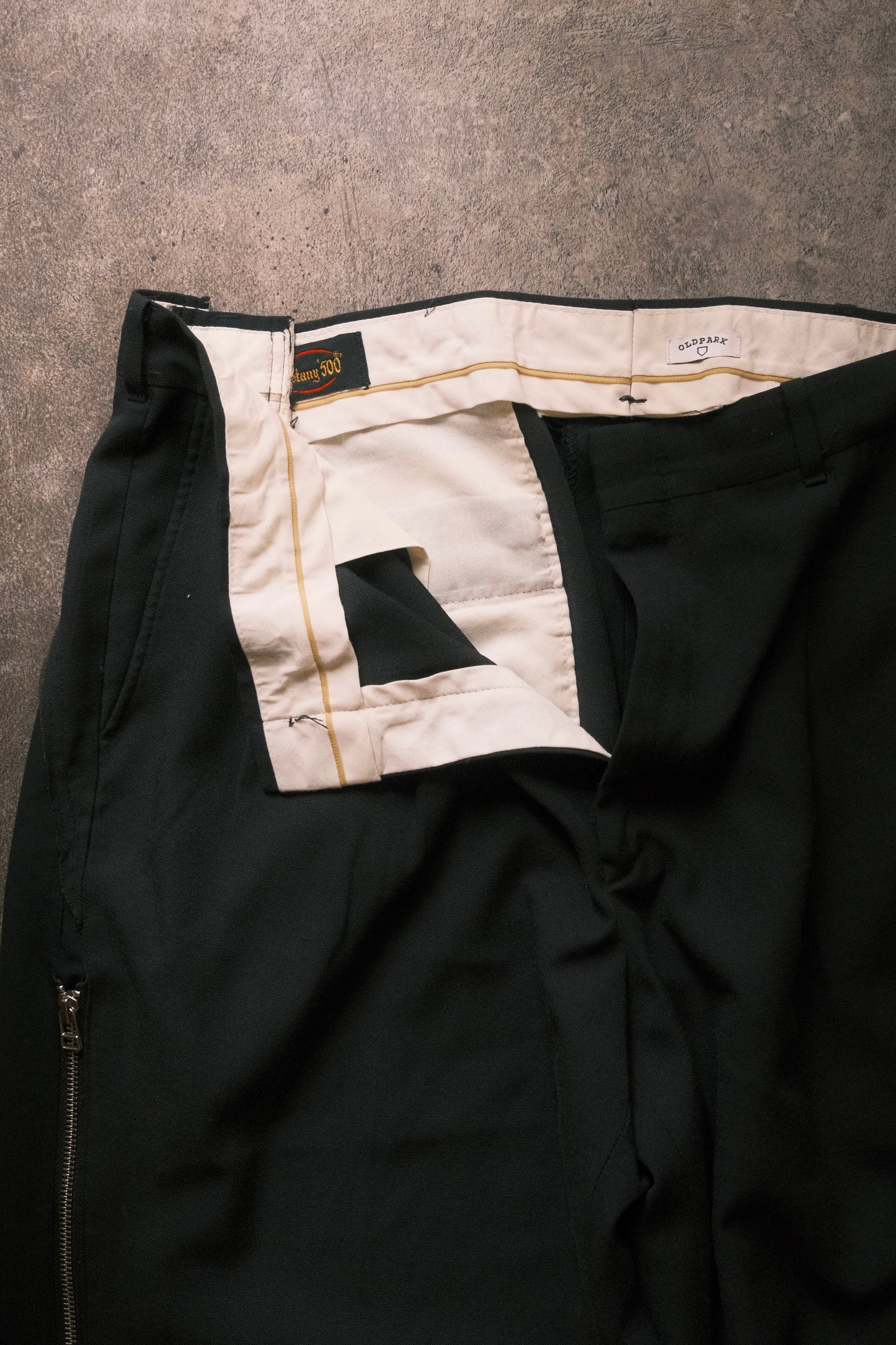 OLDPARK : ZIP BAGGY PANTS -SLACKS- (BLACK、XLサイズ)