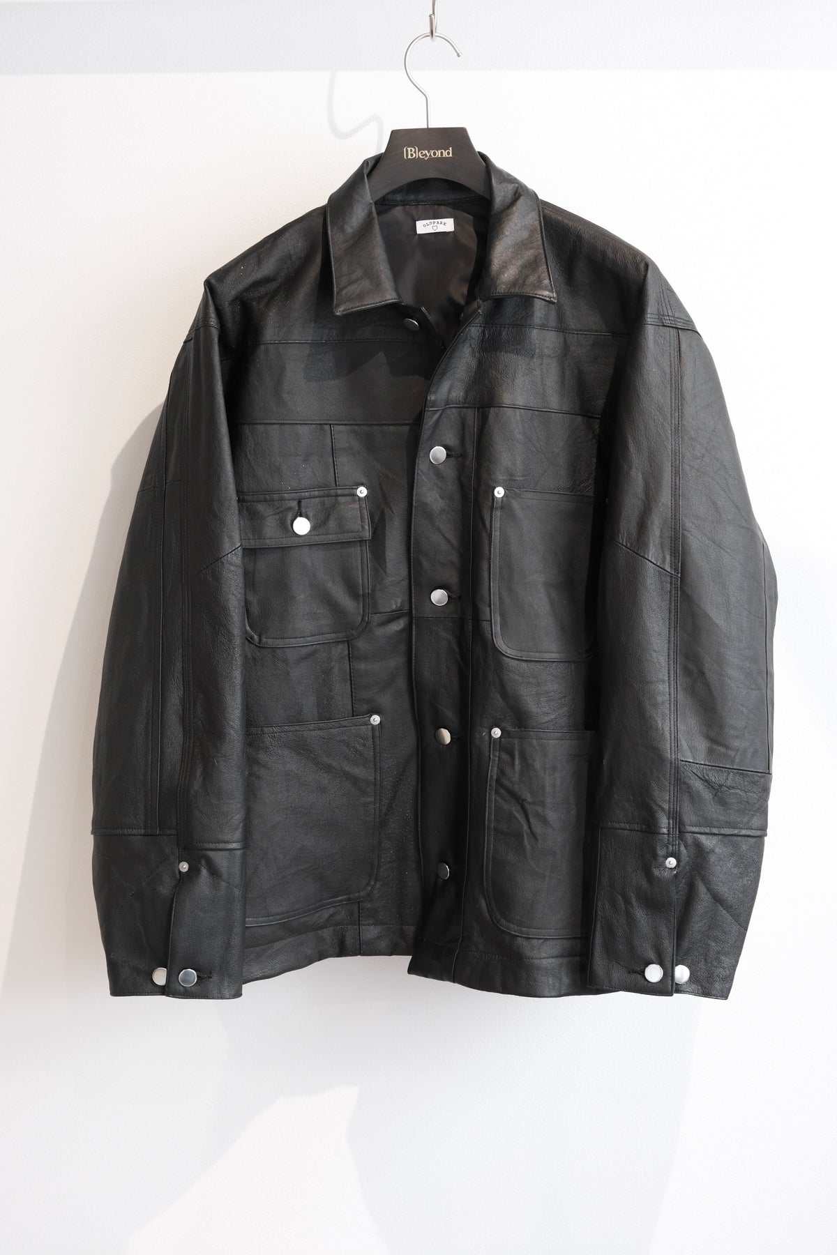 OLDPARK : LEATHER CHORE COAT (BLACK、XLサイズ)