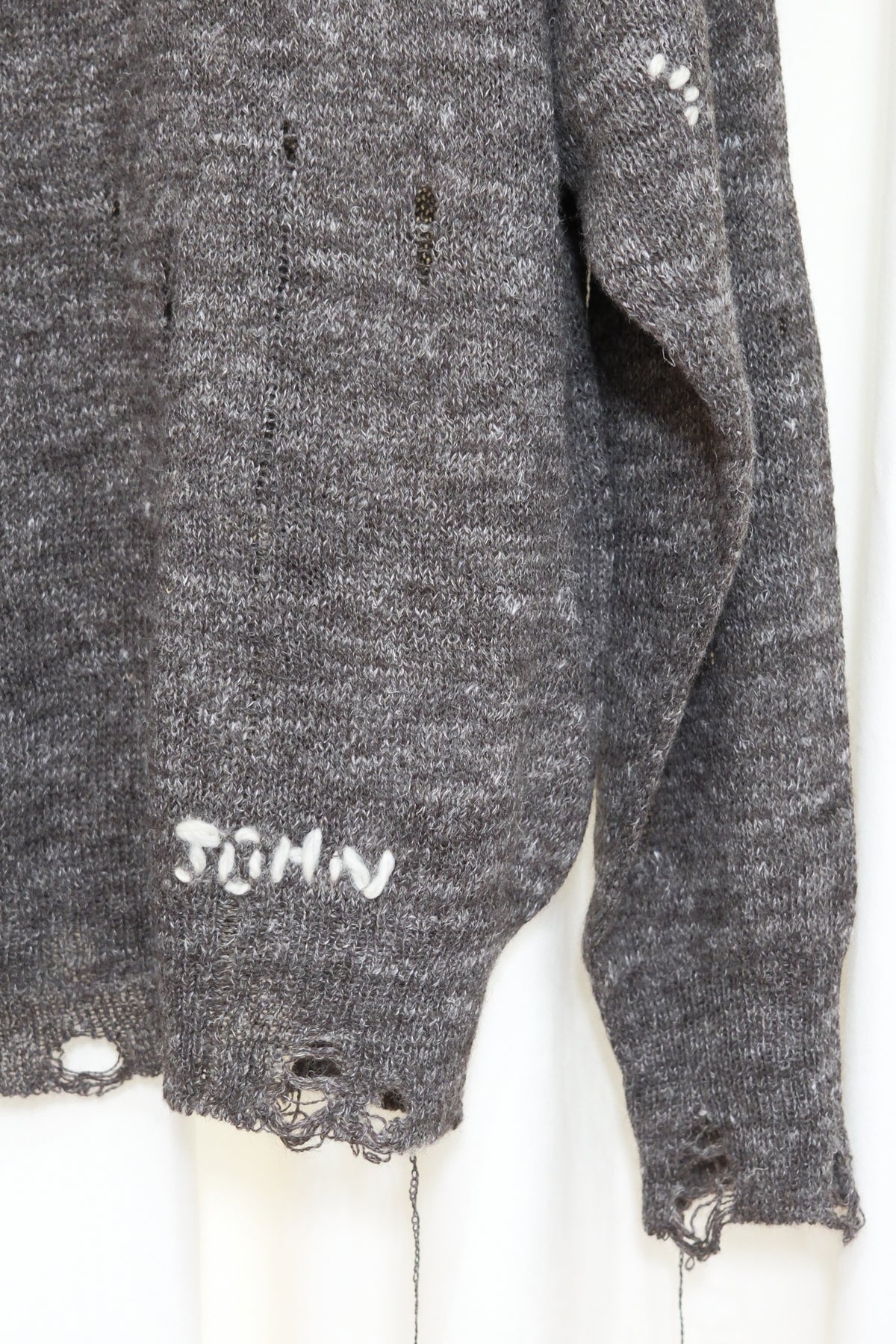 JOHN MASON SMITH / JANE SMITH : 5G WOOL LINEN DAMAGE SWEATER