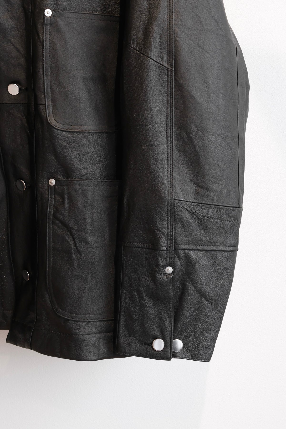 OLDPARK : LEATHER CHORE COAT (BLACK、XLサイズ)