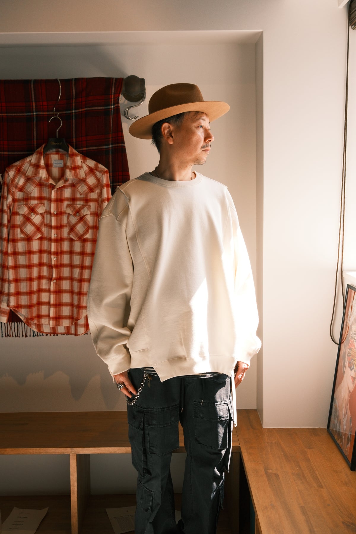 OLDPARK : COLLAB CREW SWEAT (x Healthknit) / WHITE