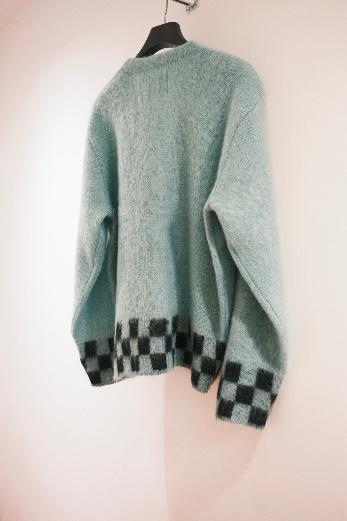 TODAY edition : CHECKER MOHAIR CARDIGAN / BLUE