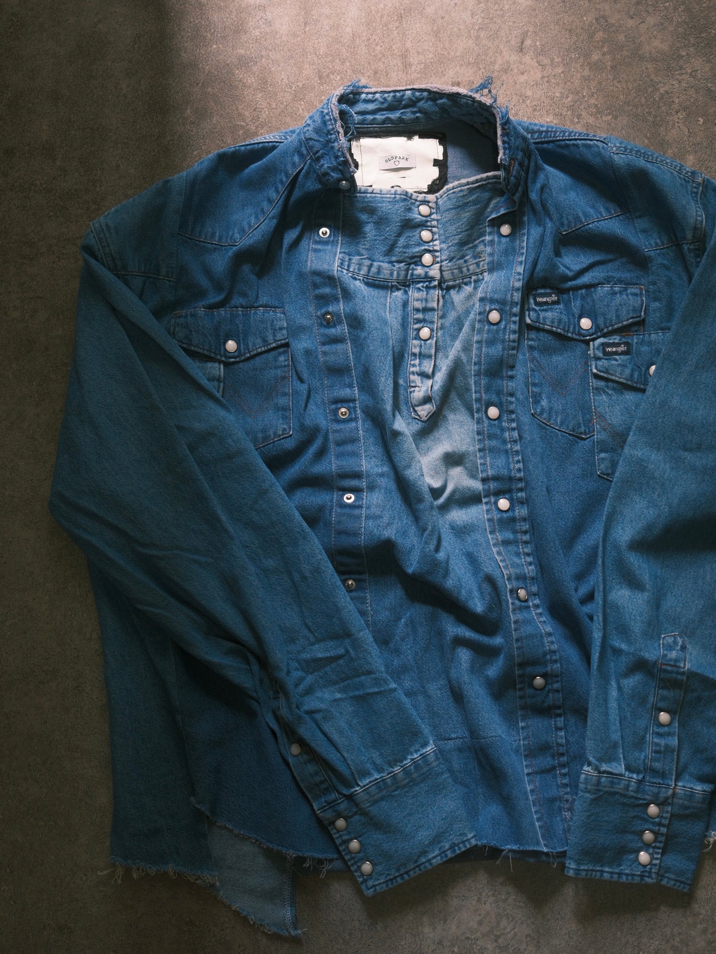 OLDPARK : SLEEVE FRONT SHIRT (DENIM / Fサイズ-1)
