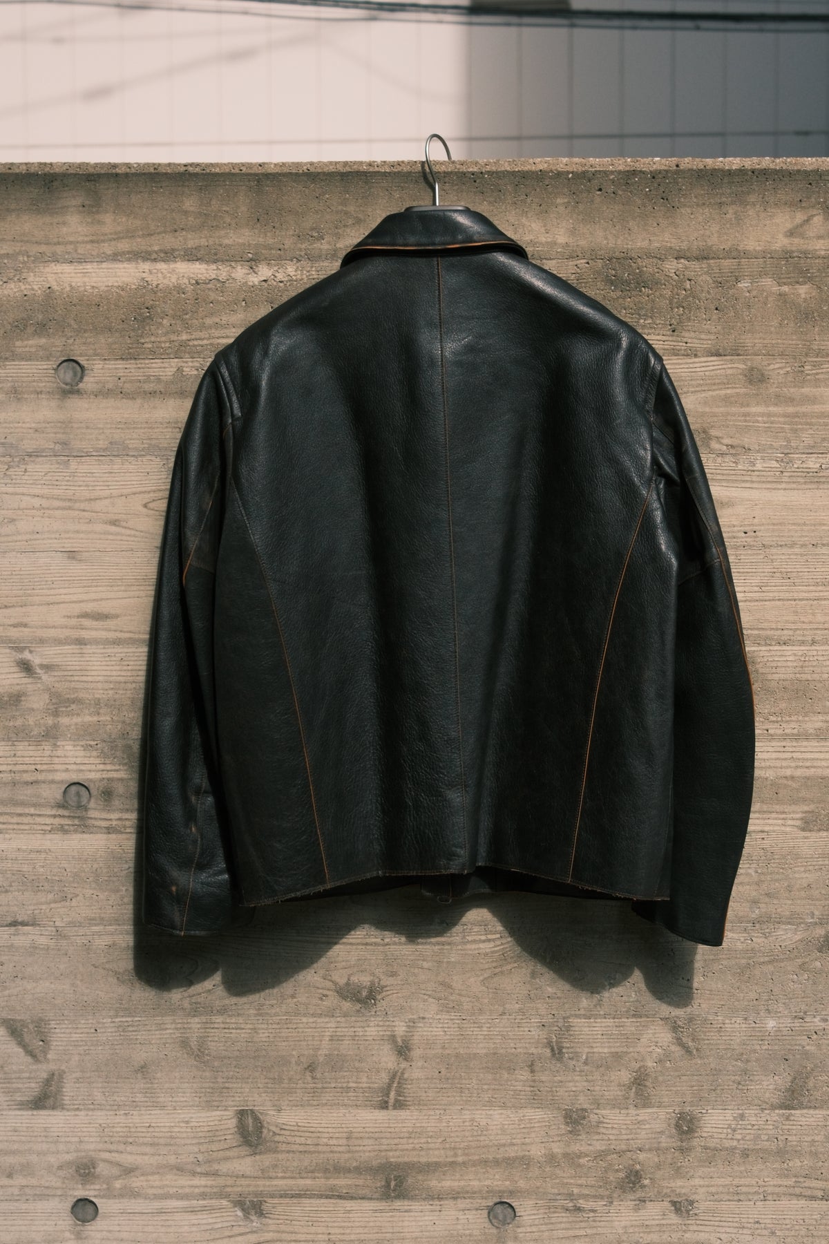 JOHN MASON SMITH / JANE SMITH : COW LEATHER VINTAGE FINISHED ZIP BLOUSON