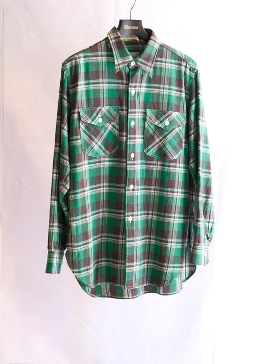 The Letters : WORKERS SHIRT -CHECK OPEN END YARN COTTON- / GREEN