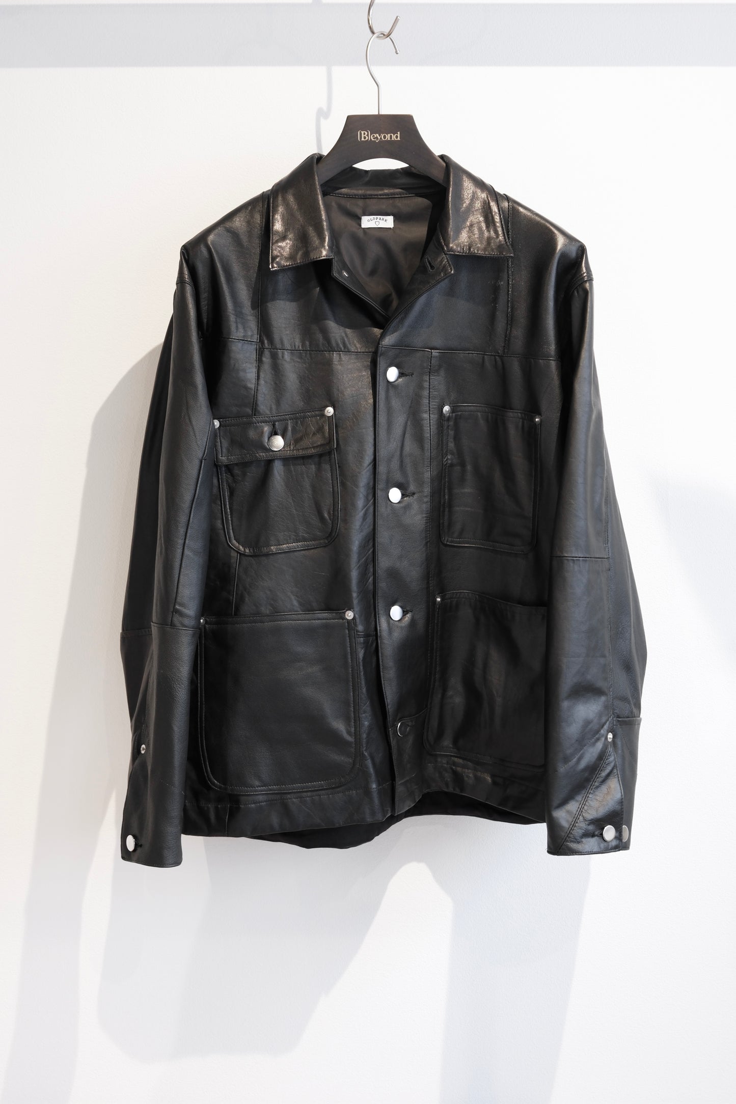 OLDPARK : LEATHER CHORE COAT (BLACK、Lサイズ)