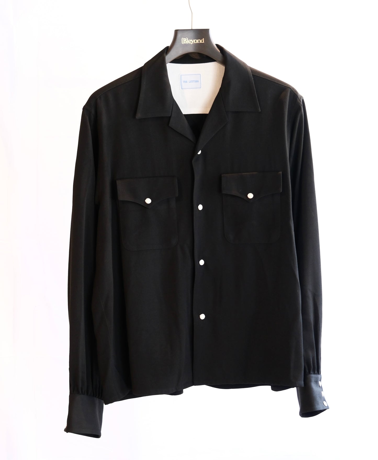 The Letters:OPEN COLLAR SHIRT -RAYON GABARDINE-