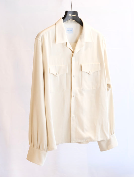 The Letters : OPEN COLLAR SHIRT -RAYON GABARDINE- / ECRU