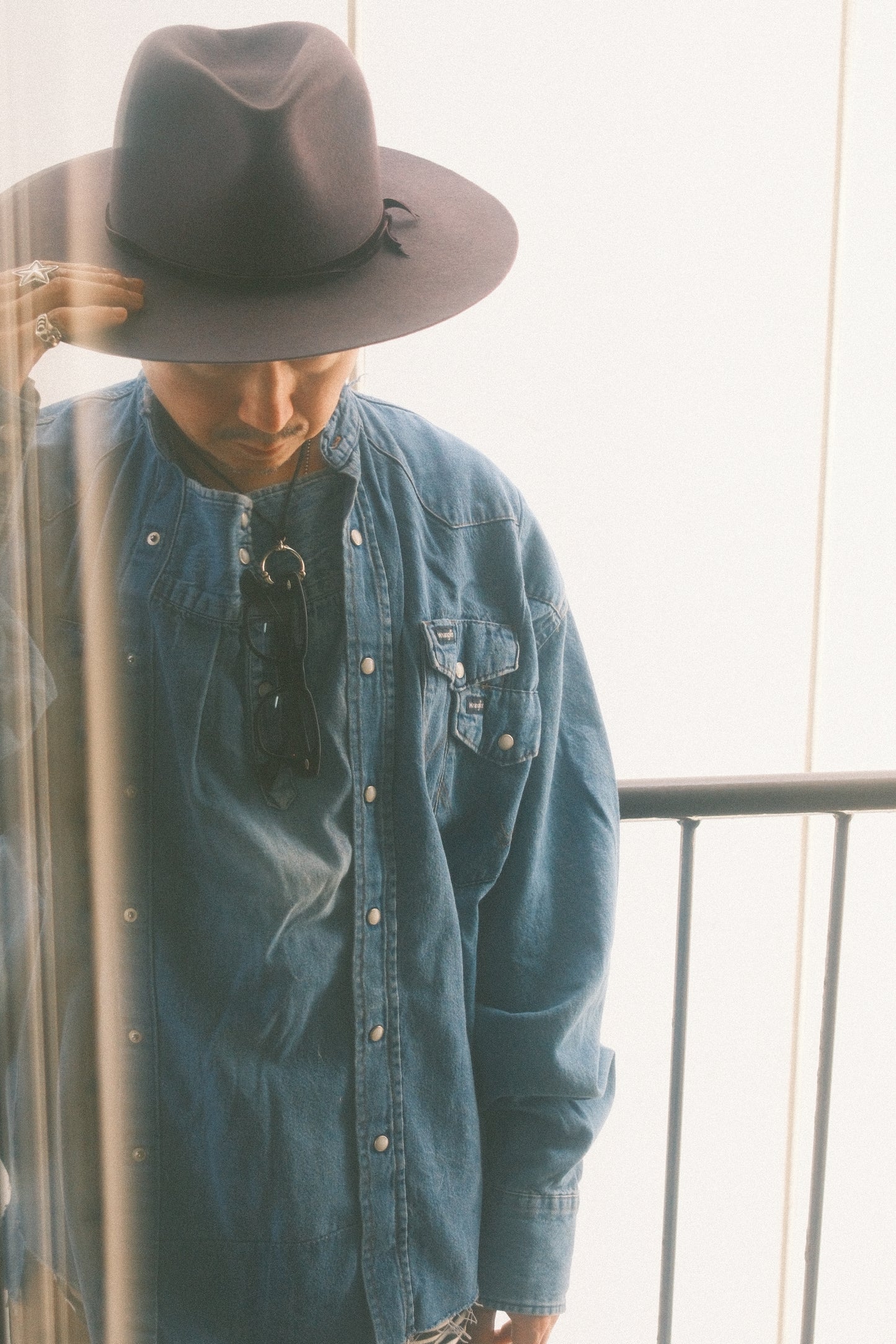OLDPARK : SLEEVE FRONT SHIRT (DENIM / Fサイズ-1)