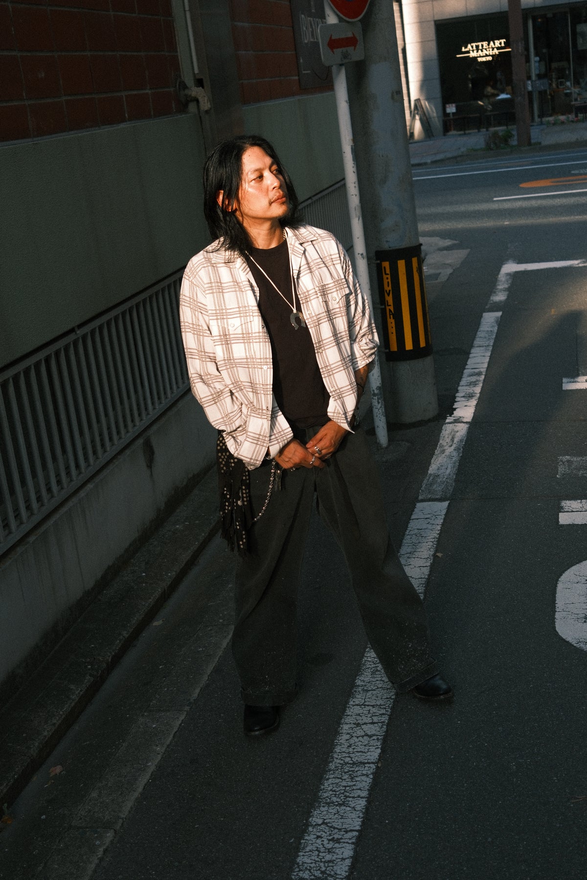 The Letters : OPEN COLLAR SHIRT -SASHIKO CHECK RAYON- / IVORY