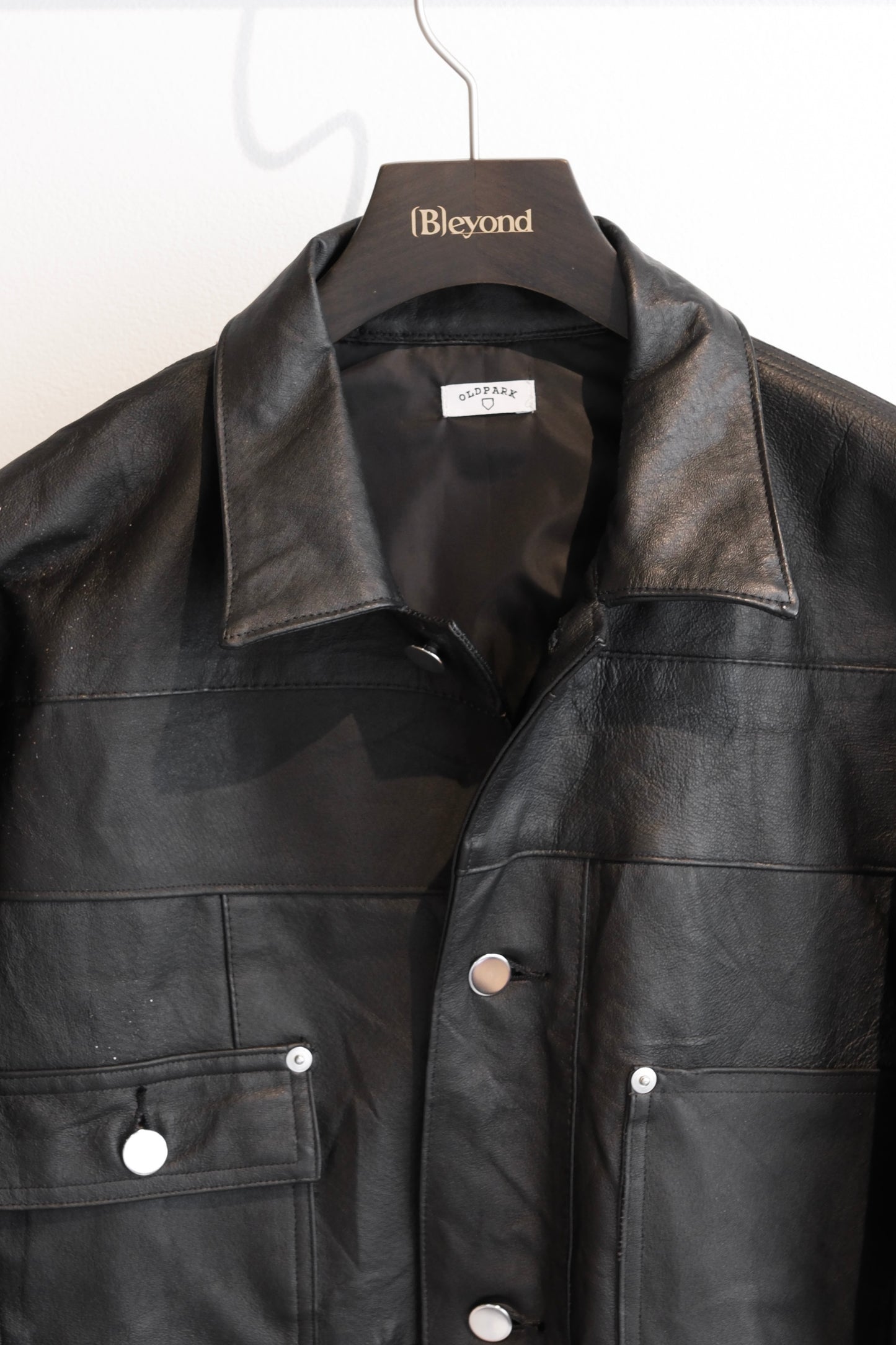 OLDPARK : LEATHER CHORE COAT (BLACK、XLサイズ)