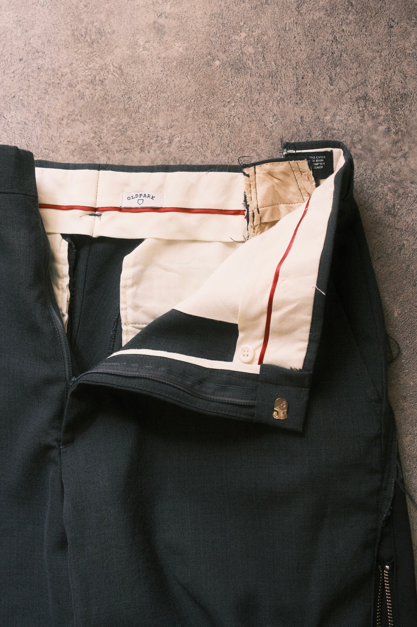 OLDPARK : ZIP BAGGY PANTS -SLACKS- (GRAY、Mサイズ)