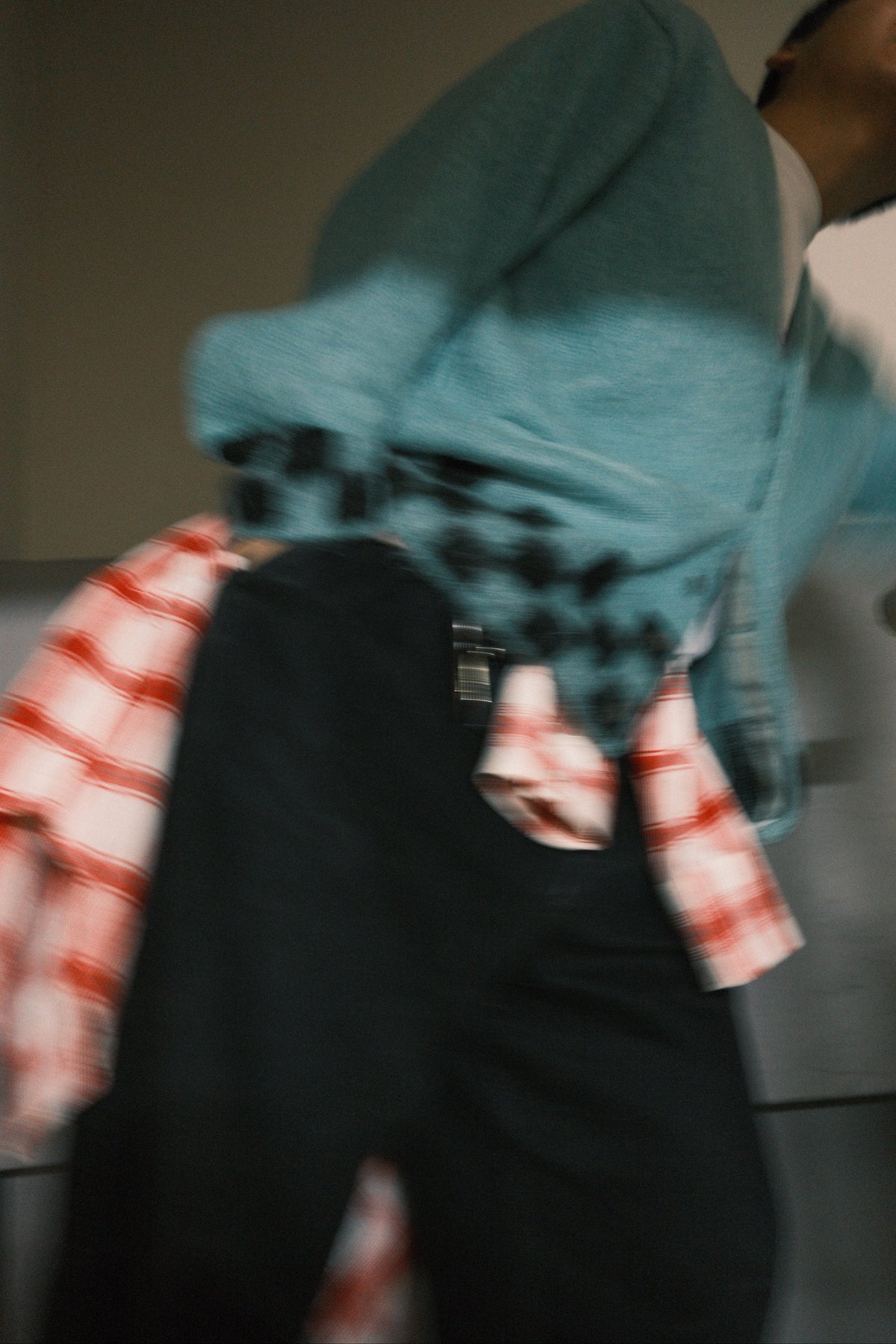 TODAY edition : CHECKER MOHAIR CARDIGAN / BLUE
